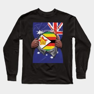 Zimbabwe Flag Australian Flag Ripped - Gift for Zimbabwean From Zimbabwe Long Sleeve T-Shirt
